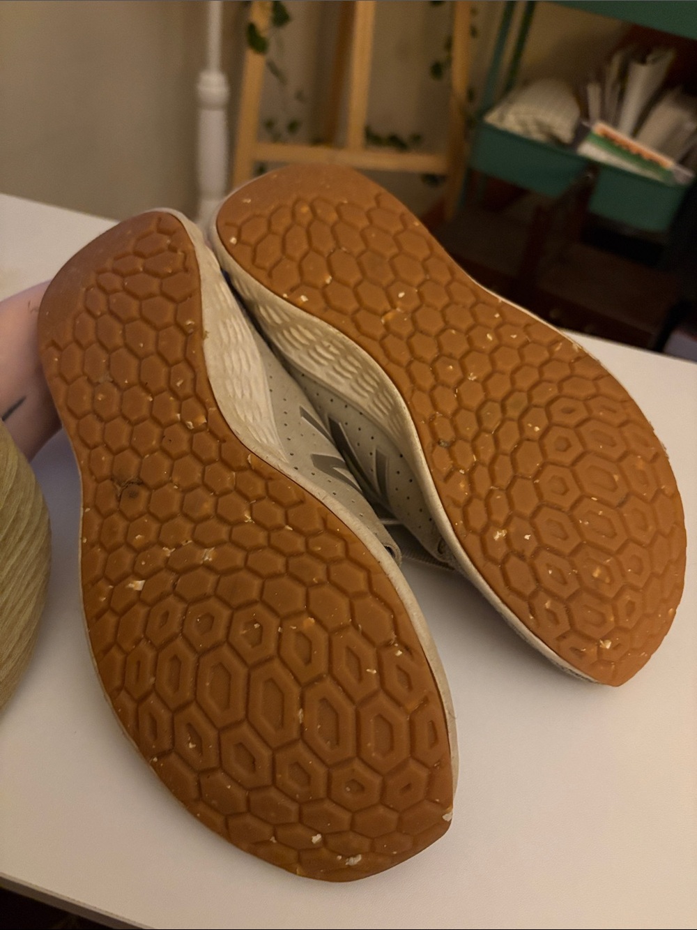 New Balance Kids' Light Gray and Tan Sneakers - Picture 4 of 5